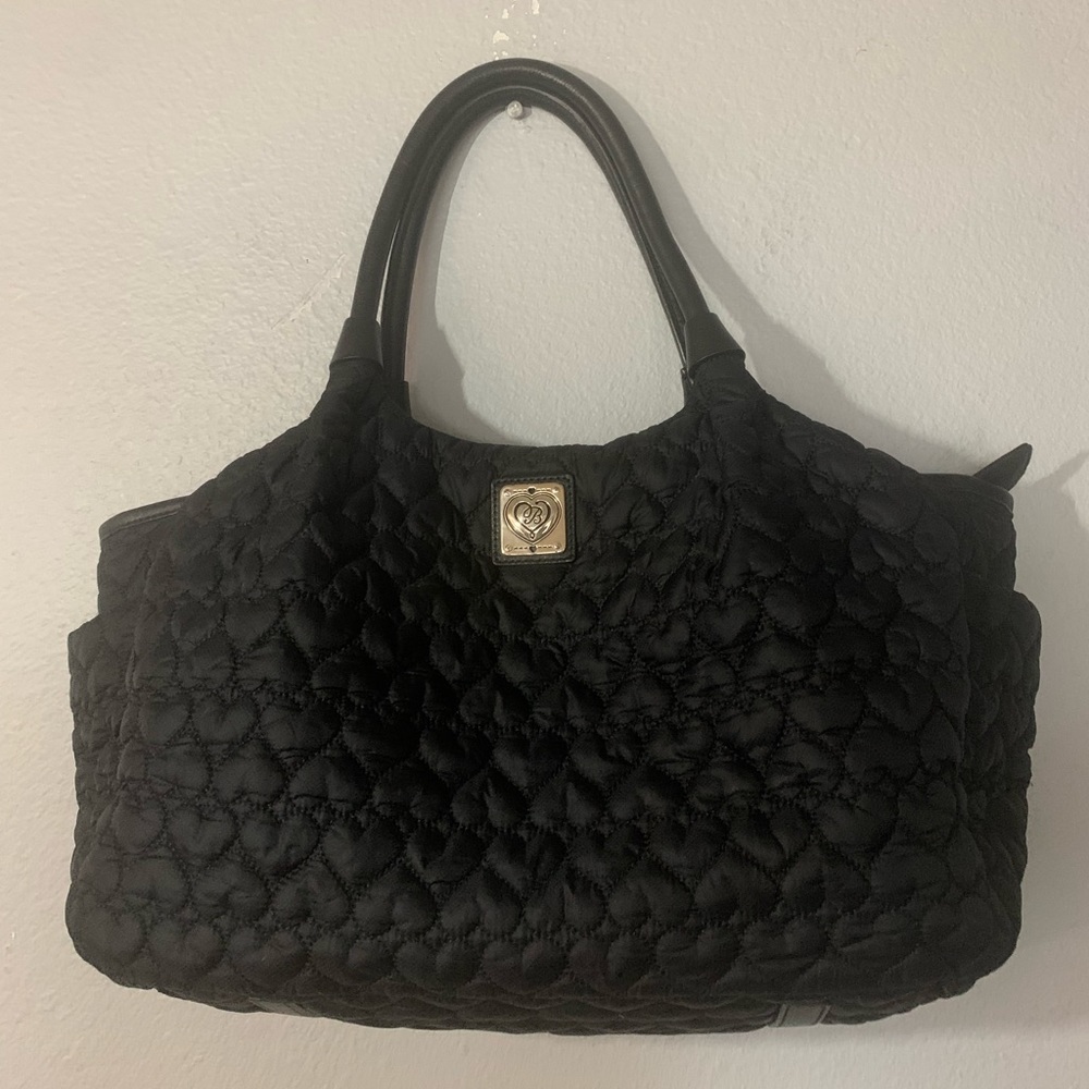 Brighton Black Quilted Heart Tote